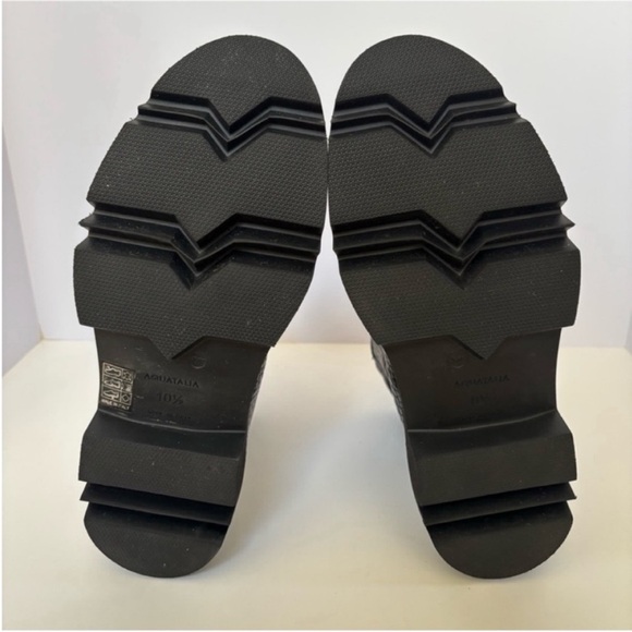 Aquatalia Harlo Combat Boots Croc Embossed Lug Sole Leather Black Size 10.5 - Picture 9 of 15